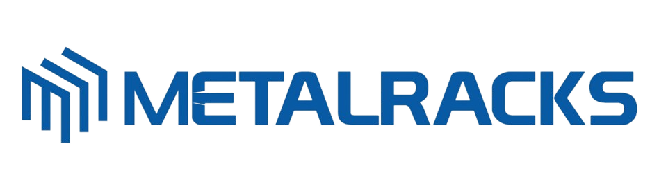 Logotipo de Metal Racks con diseño moderno que representa soluciones innovadoras para racks industriales y almacenamiento eficiente.